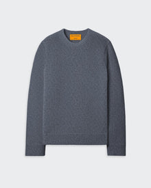 Allday Crew In Recycled Cashmere - Charcoal men's sweater in medium-weight recycled cashmere with ribbed trim and crew neck design.