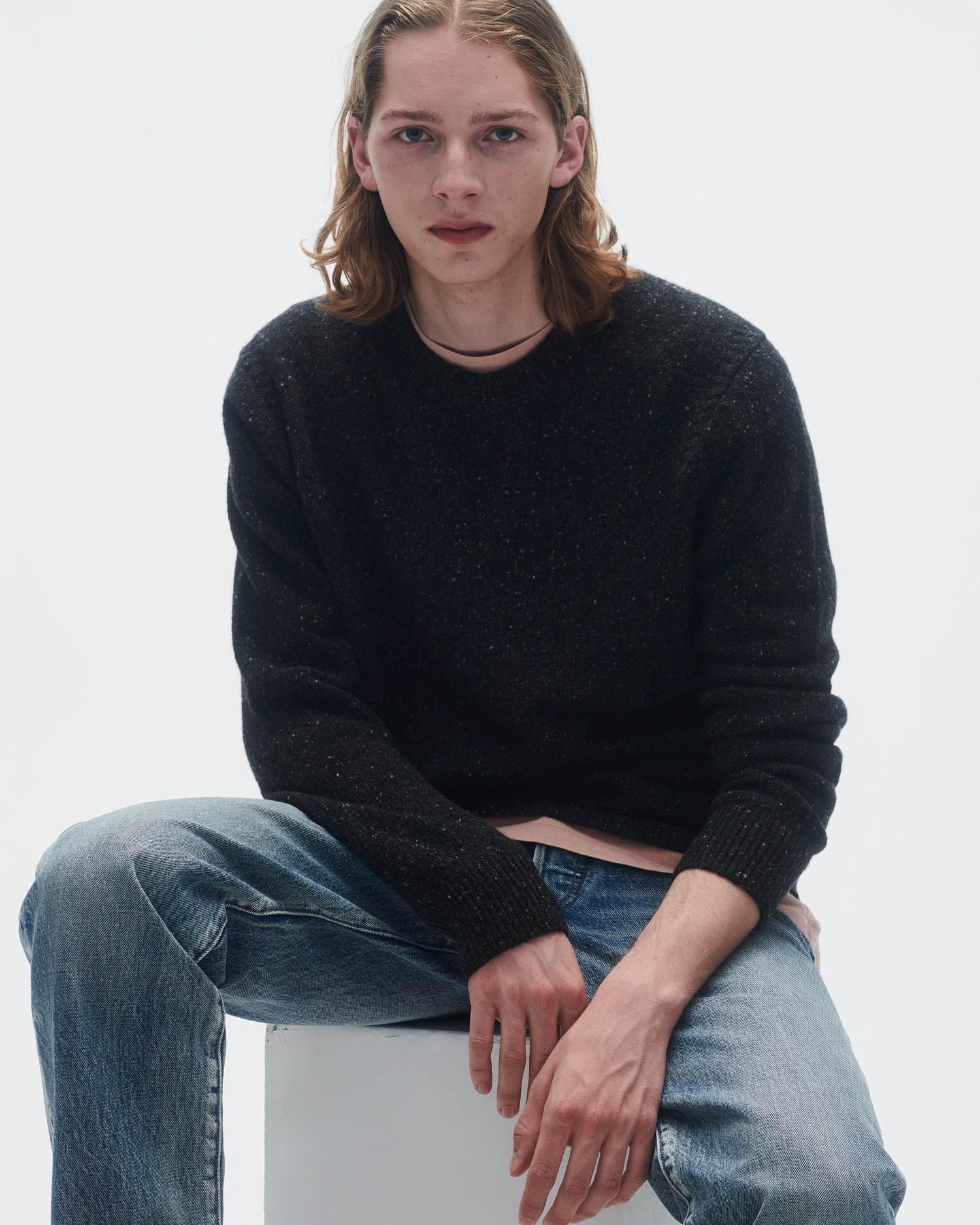Mens | Allday Crew In Recycled Cashmere | Charcoal