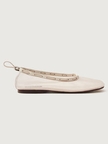 Gill Mesh Ballet Flat | White Leather