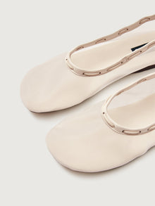 Gill Mesh Ballet Flat | White Leather