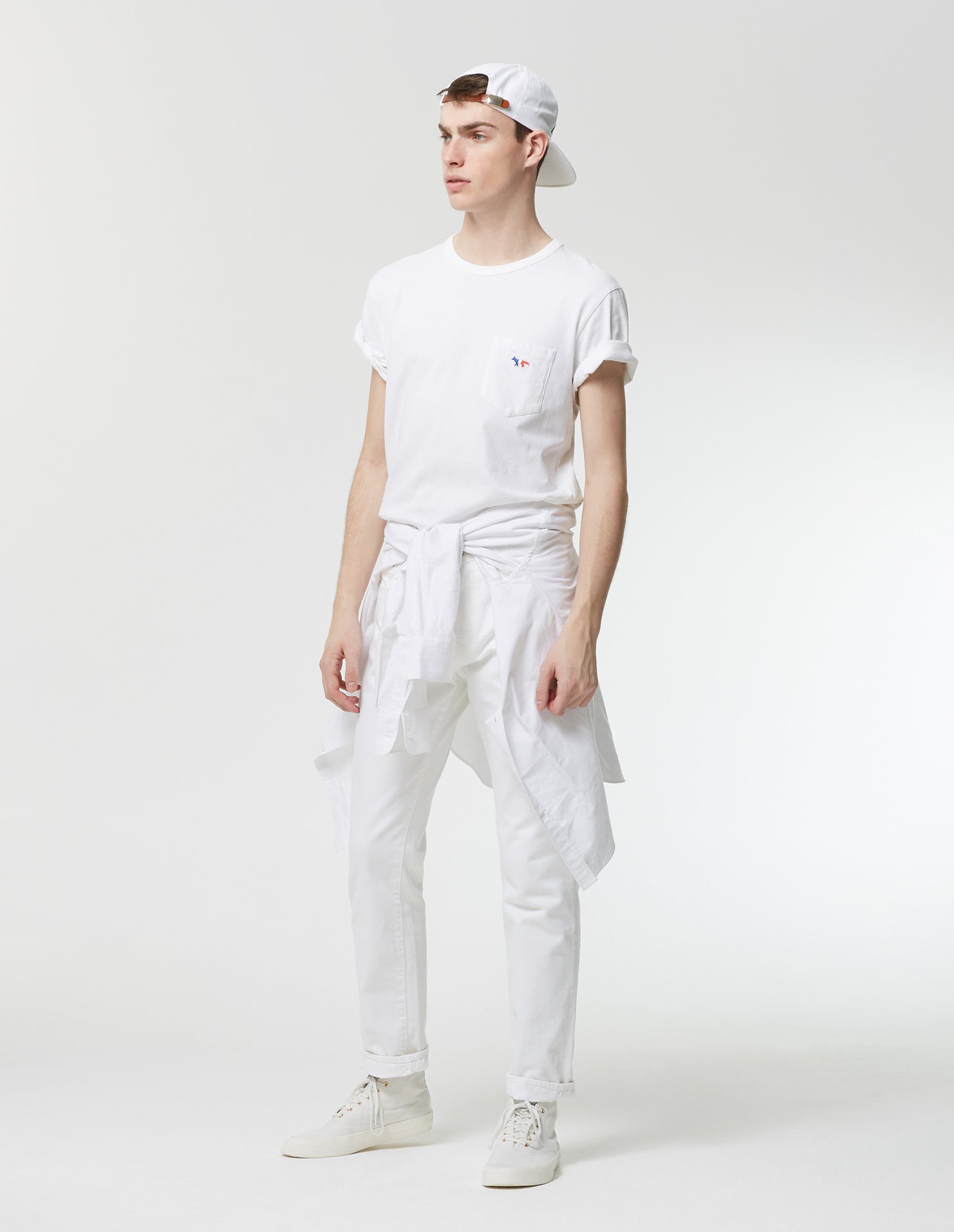 Mens | Tricolor Fox Patch Tee-Shirt | White
