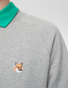Mens | Iconic Fox Head Patch Classic Cotton Fleece Sweatshirt | Grey Melange