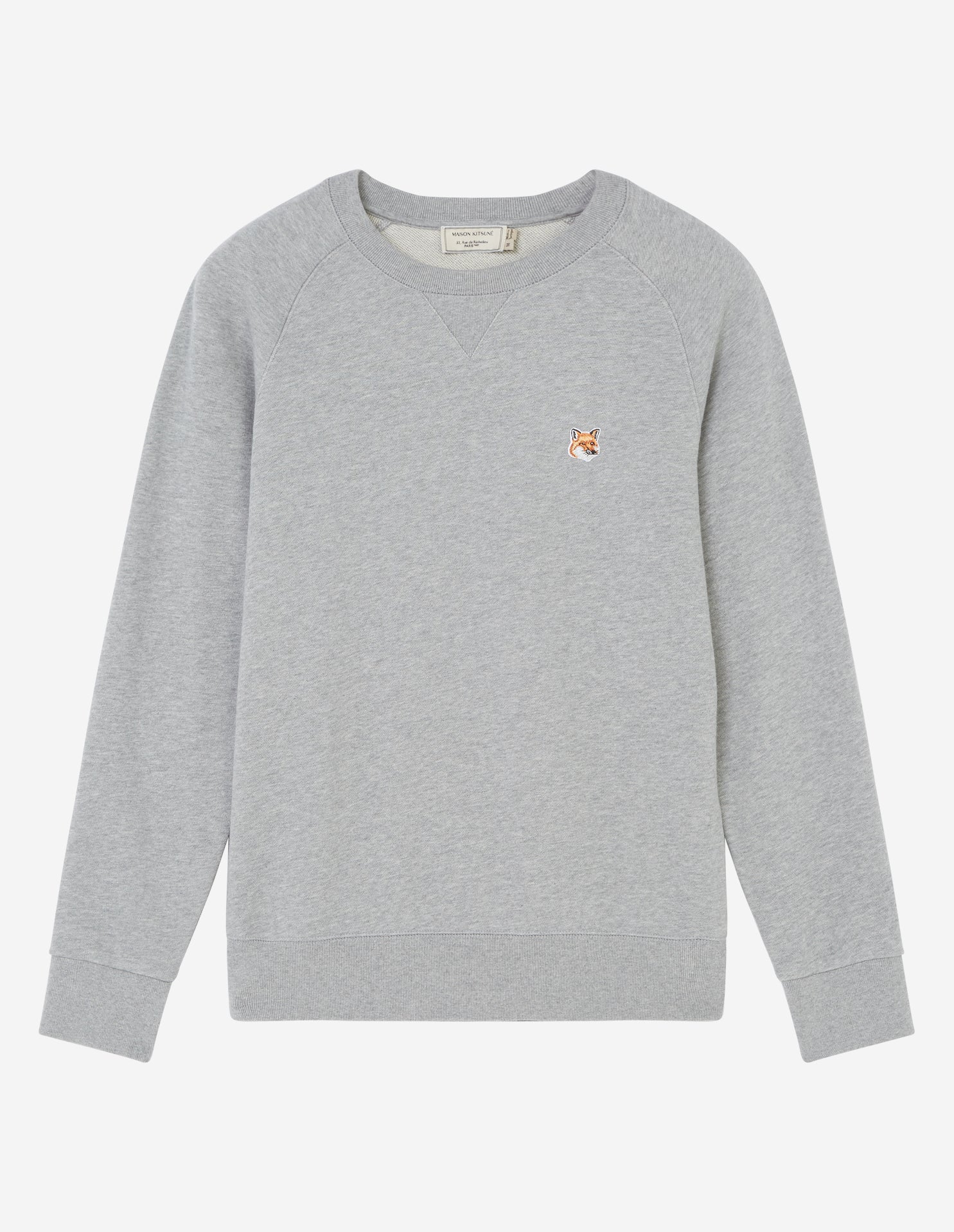 Mens | Iconic Fox Head Patch Classic Cotton Fleece Sweatshirt | Grey Melange