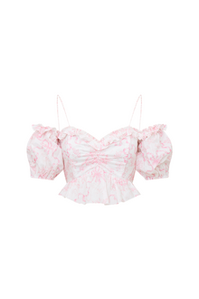 Womens | Amille Bow Off-the-Shoulder Top | Bubblegum Blast