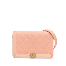 Chanel | Pre-Owned Quilted Caviar Boy Wallet on Chain | Pink/Salmon