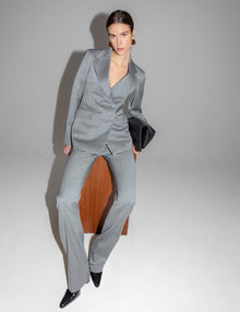 Women | Double Breasted Structured Jacket | Black x White