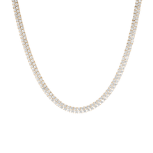 White Sapphire Double Row Tennis Necklace Vermeil Yellow Gold 16in First