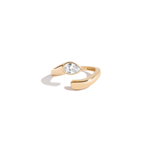 Lab Grown White Sapphire Pear Ellipse Ring Vermeil Yellow Gold First
