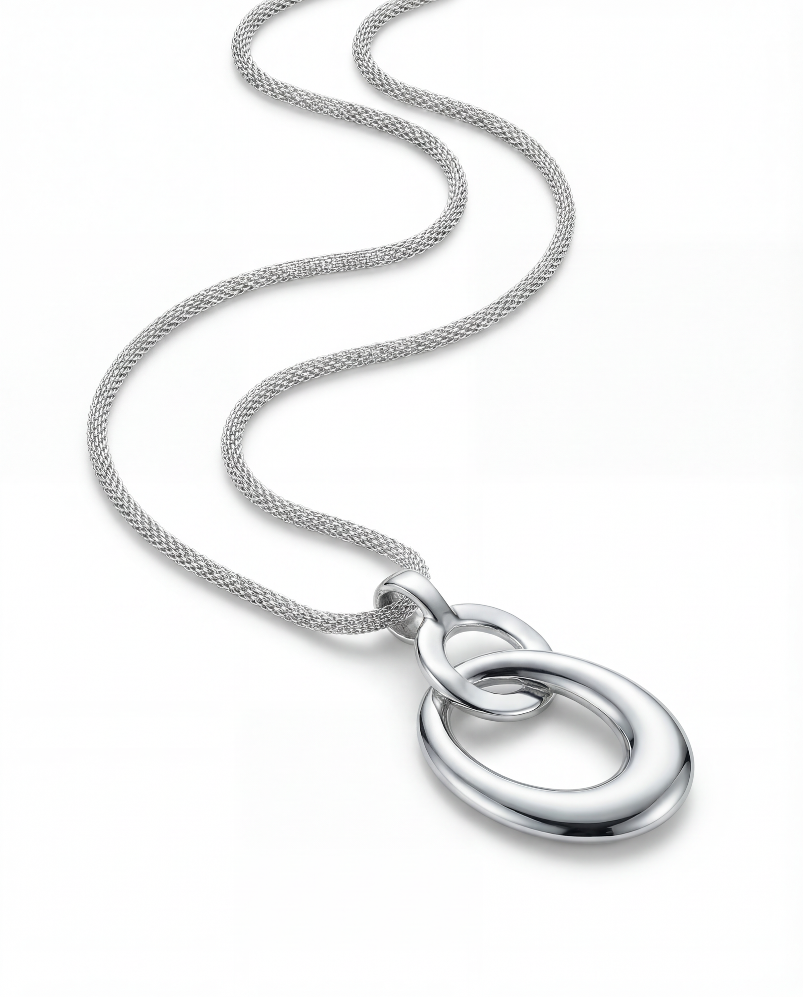 The Double Link Pendant Necklace | Silver Plated Brass