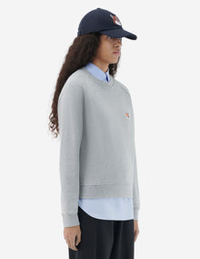 Womens | Ionic Fox Head Patch Adjusted Cotton Fleece Sweatshirt | Grey Melange