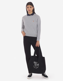 Womens | Ionic Fox Head Patch Adjusted Cotton Fleece Sweatshirt | Grey Melange