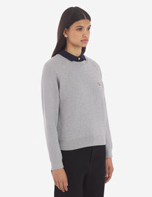 Womens | Ionic Fox Head Patch Adjusted Cotton Fleece Sweatshirt | Grey Melange