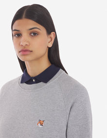 Womens | Ionic Fox Head Patch Adjusted Cotton Fleece Sweatshirt | Grey Melange