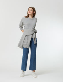 Womens | Ionic Fox Head Patch Adjusted Cotton Fleece Sweatshirt | Grey Melange