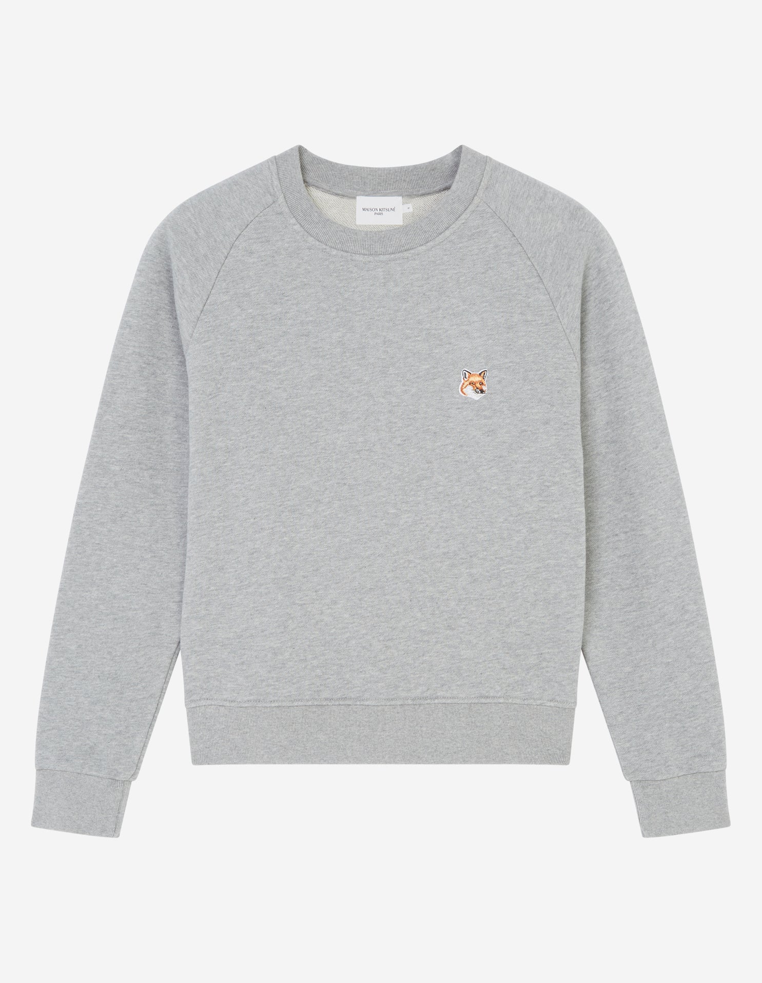 Womens | Ionic Fox Head Patch Adjusted Cotton Fleece Sweatshirt | Grey Melange