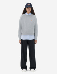 Womens | Ionic Fox Head Patch Adjusted Cotton Fleece Sweatshirt | Grey Melange