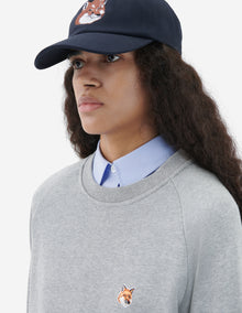 Womens | Ionic Fox Head Patch Adjusted Cotton Fleece Sweatshirt | Grey Melange