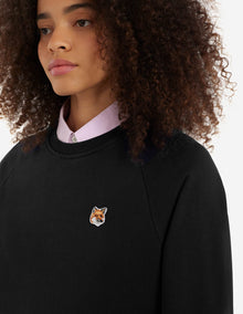 Womens | Ionic Fox Head Patch Adjusted Cotton Fleece Sweatshirt | Black