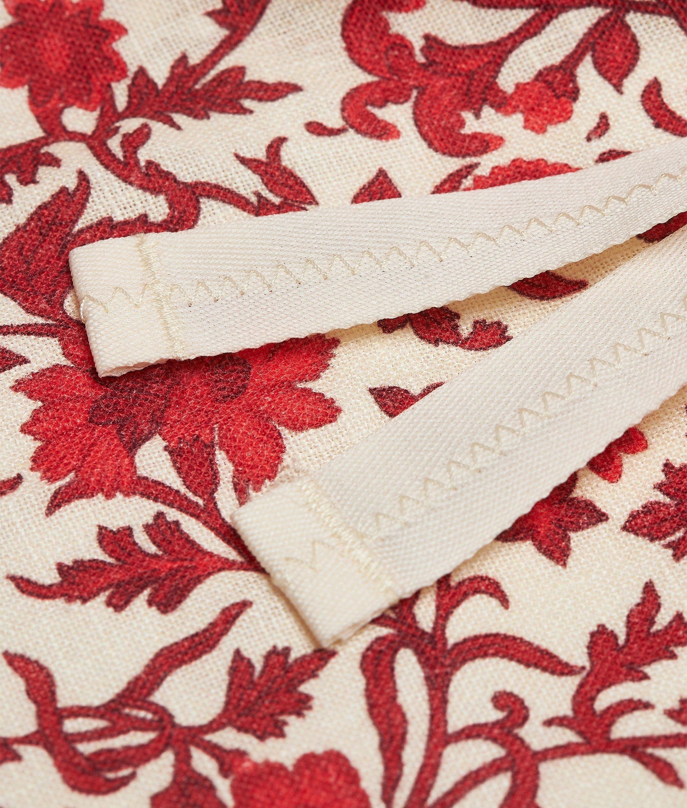 Alex Dragonflower Print Linen Relaxed Fit Trousers | Summer Red/White Sand