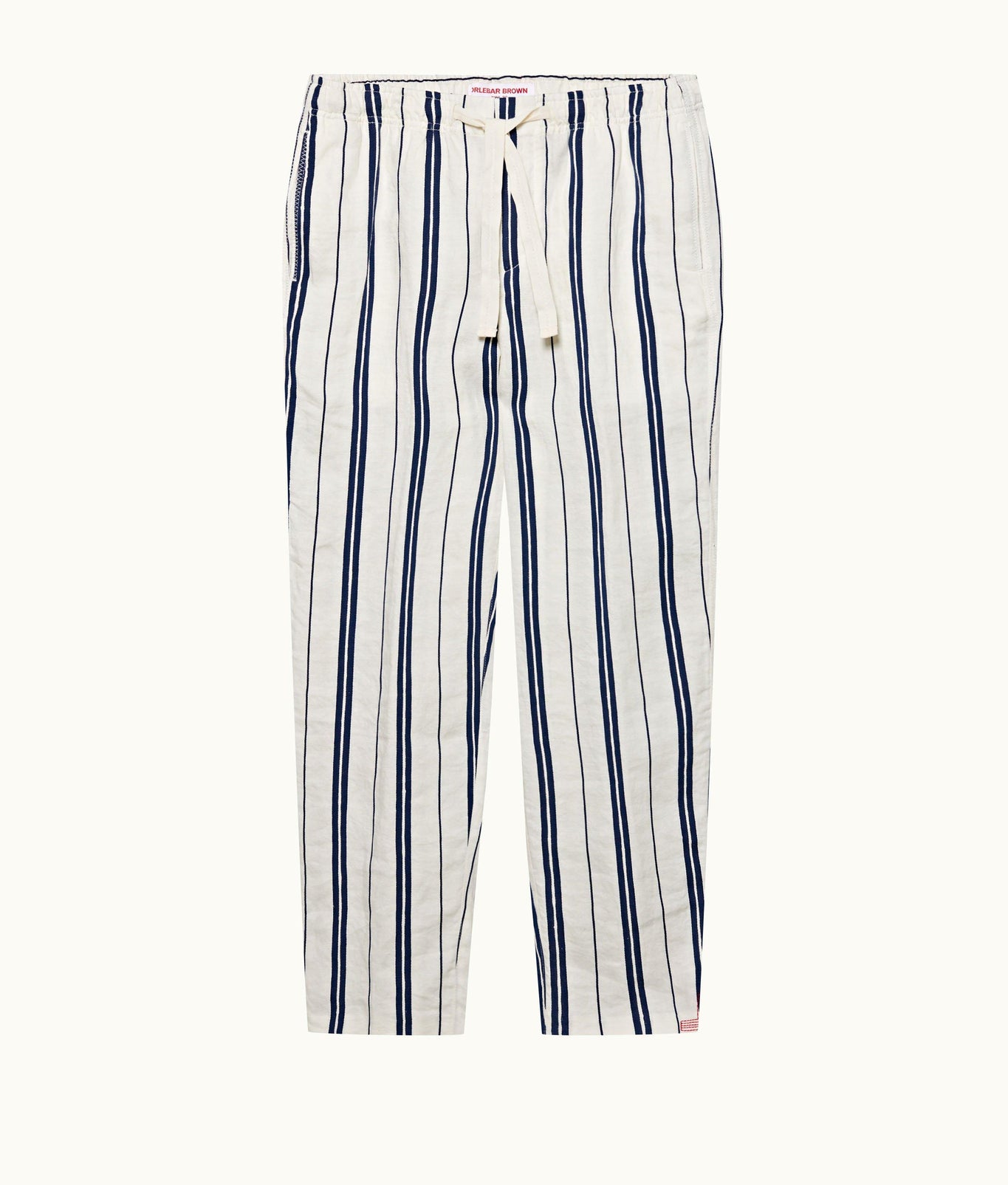 Alex Stripe Stripe Relaxed Fit Linen-Cotton Drawcord Trousers | Azul Blue/Cashew