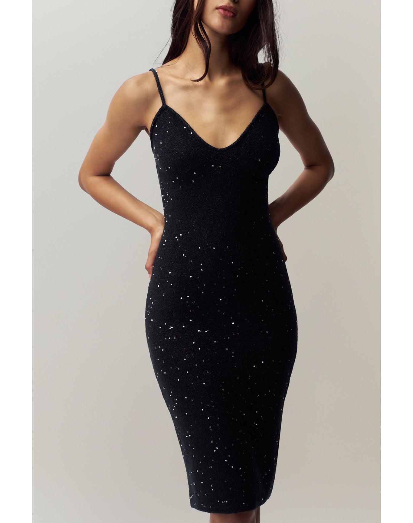 Amelia Sequin Knit Dress | Black
