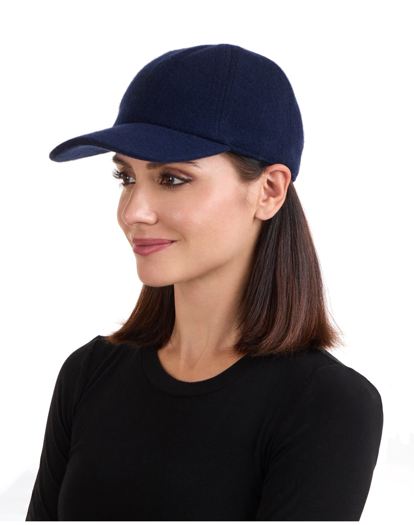 Amicale Cashmere | Women | Cashmere Blend Knit Baseball Cap | Navy