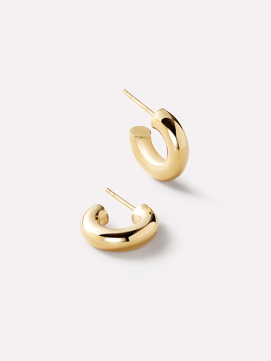 Bold C-Mini Chunky Hoop Earrings | 10K Solid Gold