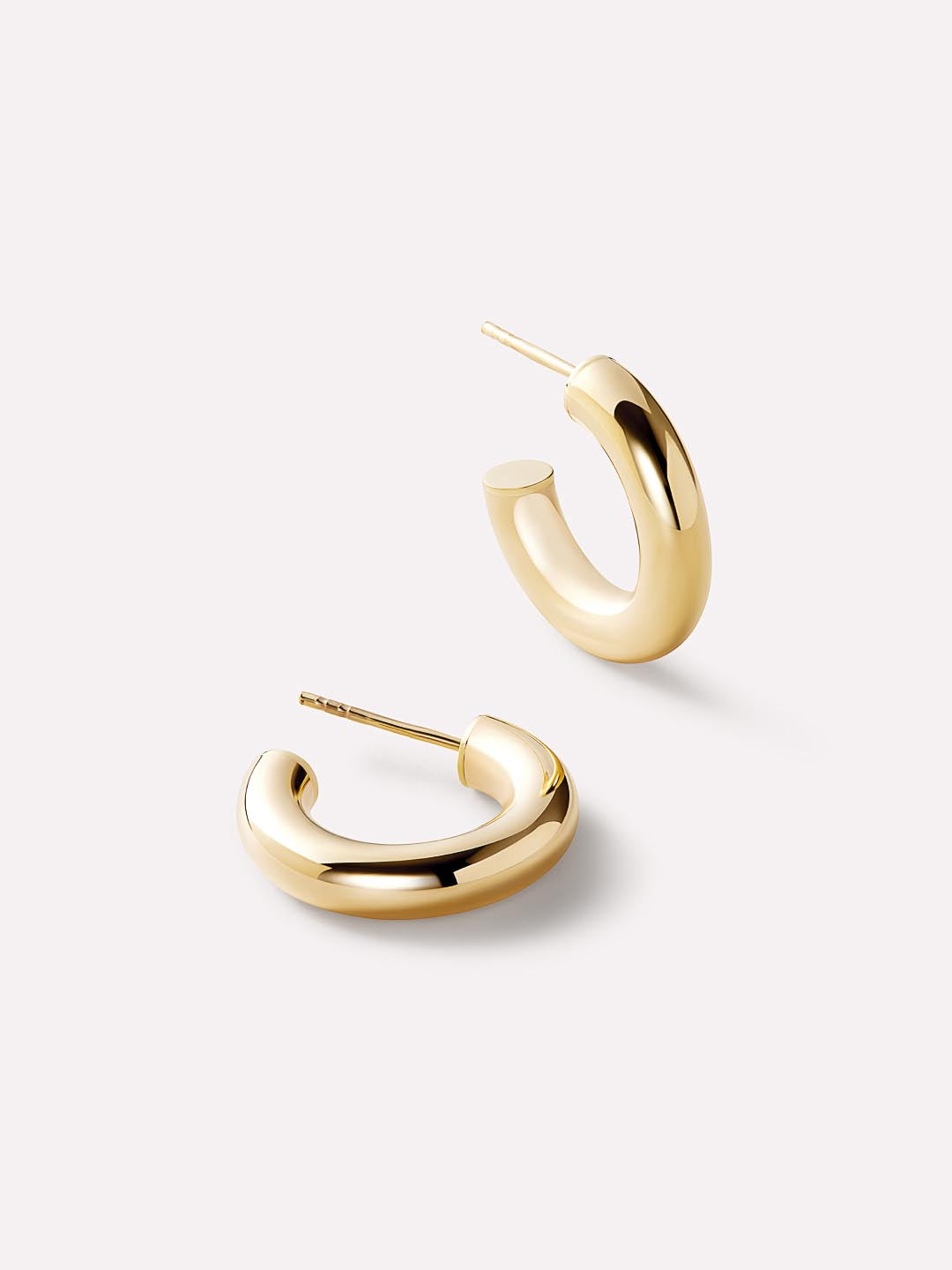 Bold C-Small Chunky Hoop Earrings | 10K Solid Gold