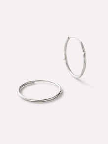 Slim Medium Hoop Earrings | 10K Solid White Gold