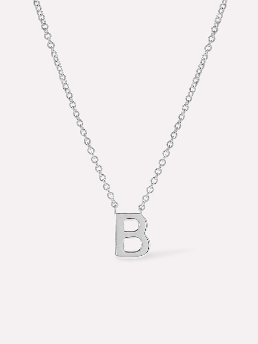 Silver Initial Necklace - Letter Necklace | Rhodium-Plated Sterling Silver