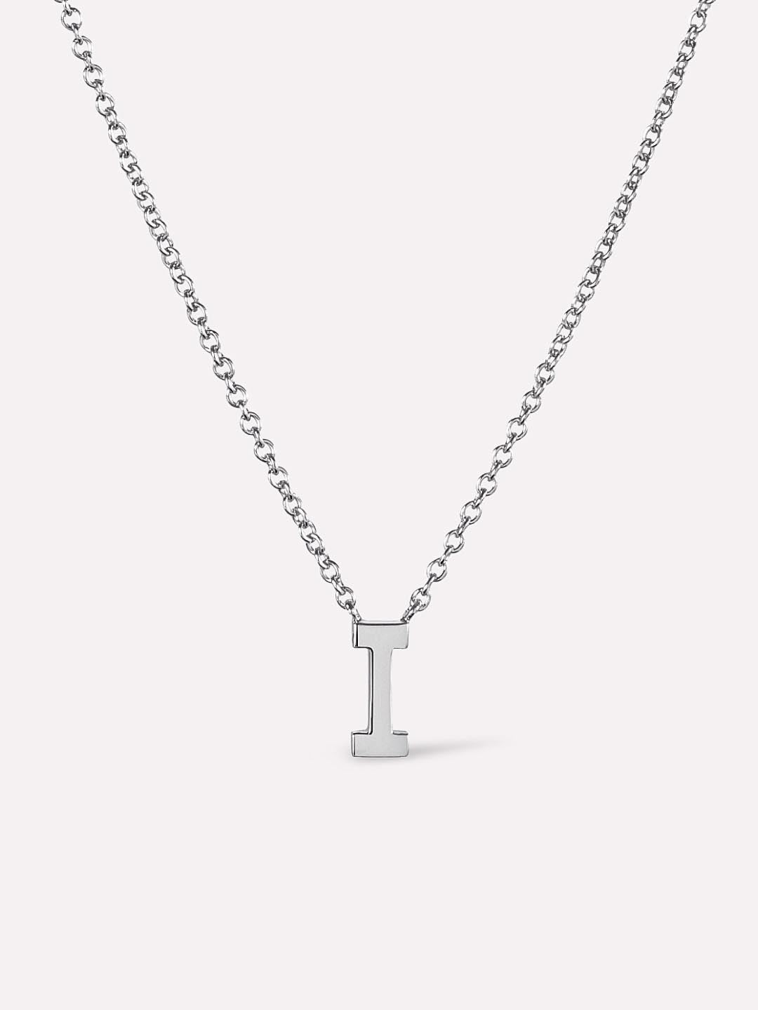 Silver Initial Necklace - Letter Necklace | Rhodium-Plated Sterling Silver