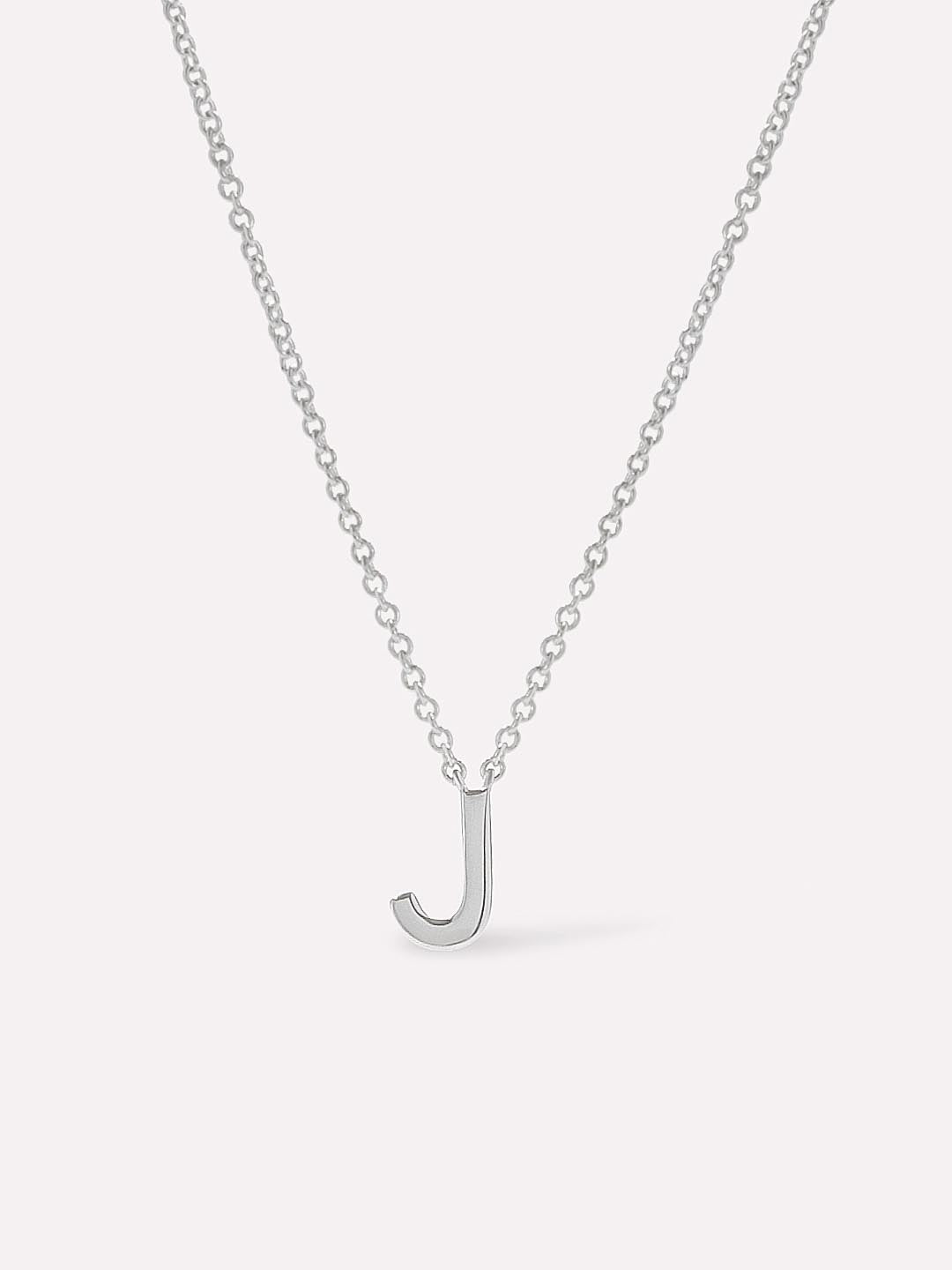 Silver Initial Necklace - Letter Necklace | Rhodium-Plated Sterling Silver