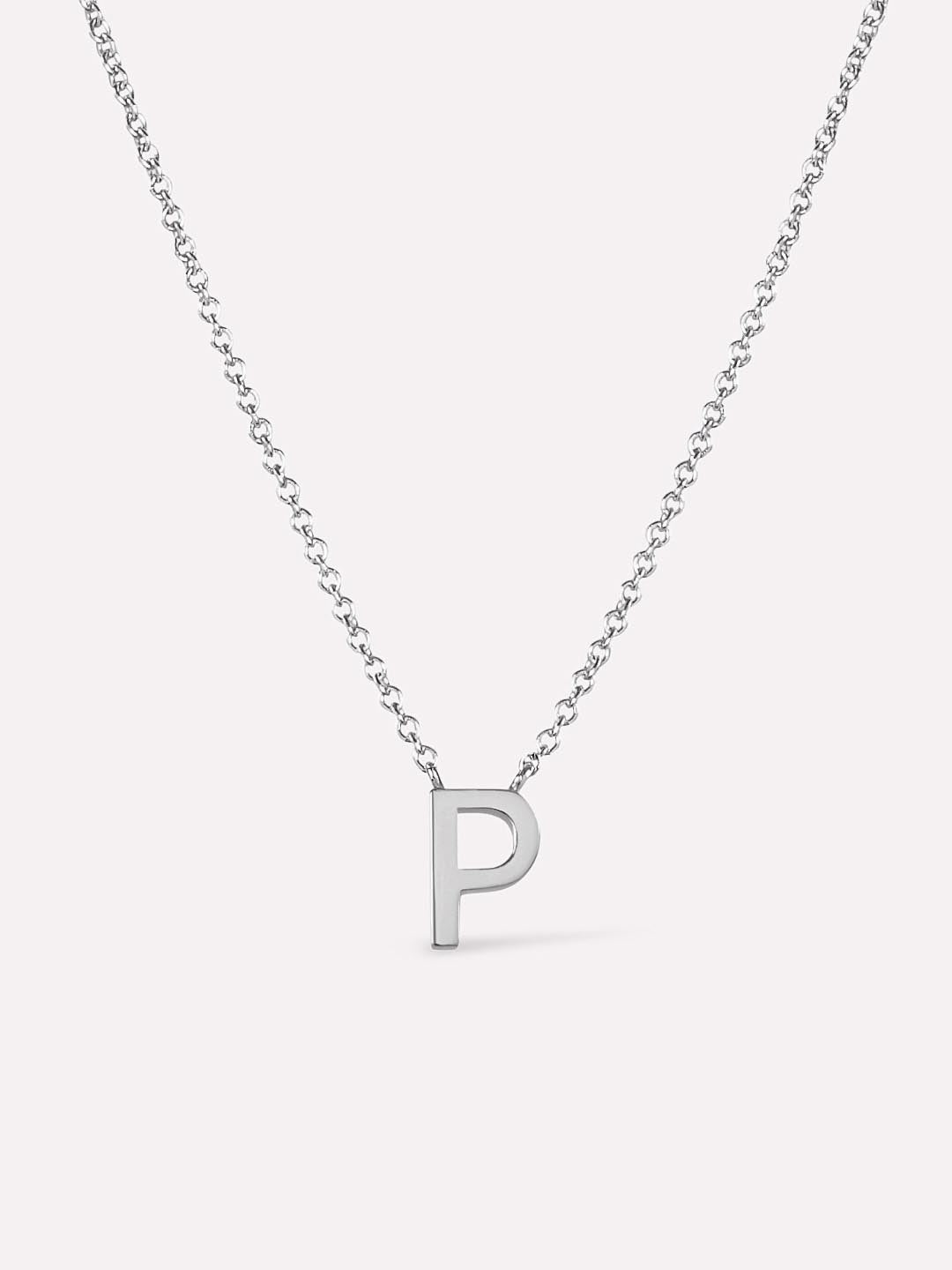 Silver Initial Necklace - Letter Necklace | Rhodium-Plated Sterling Silver