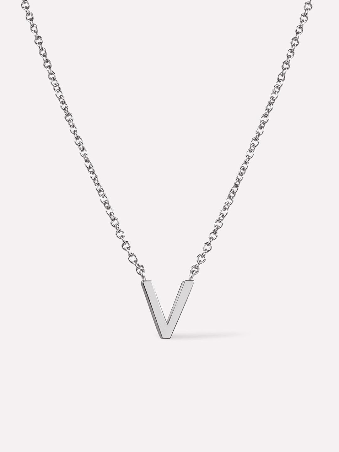 Silver Initial Necklace - Letter Necklace | Rhodium-Plated Sterling Silver