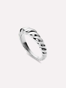 Rope Slim Twist Ring | Rhodium on Stainless Steel