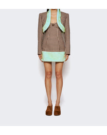 Area | Women | Faux Fur Trim Strapless Mini Dress | Caramel