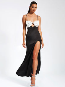 Eleanor Bow Satin Gown | Black and White