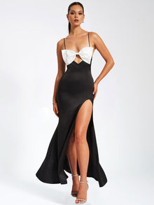 Eleanor Bow Satin Gown | Black and White