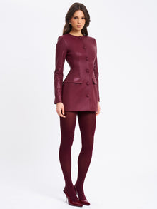 Baila Vegan Leather Blazer Mini Dress | Burgundy
