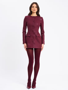 Baila Vegan Leather Blazer Mini Dress | Burgundy