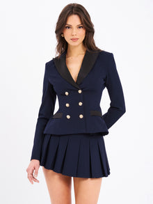 Nasya Pleated Mini Skort | Navy Blue