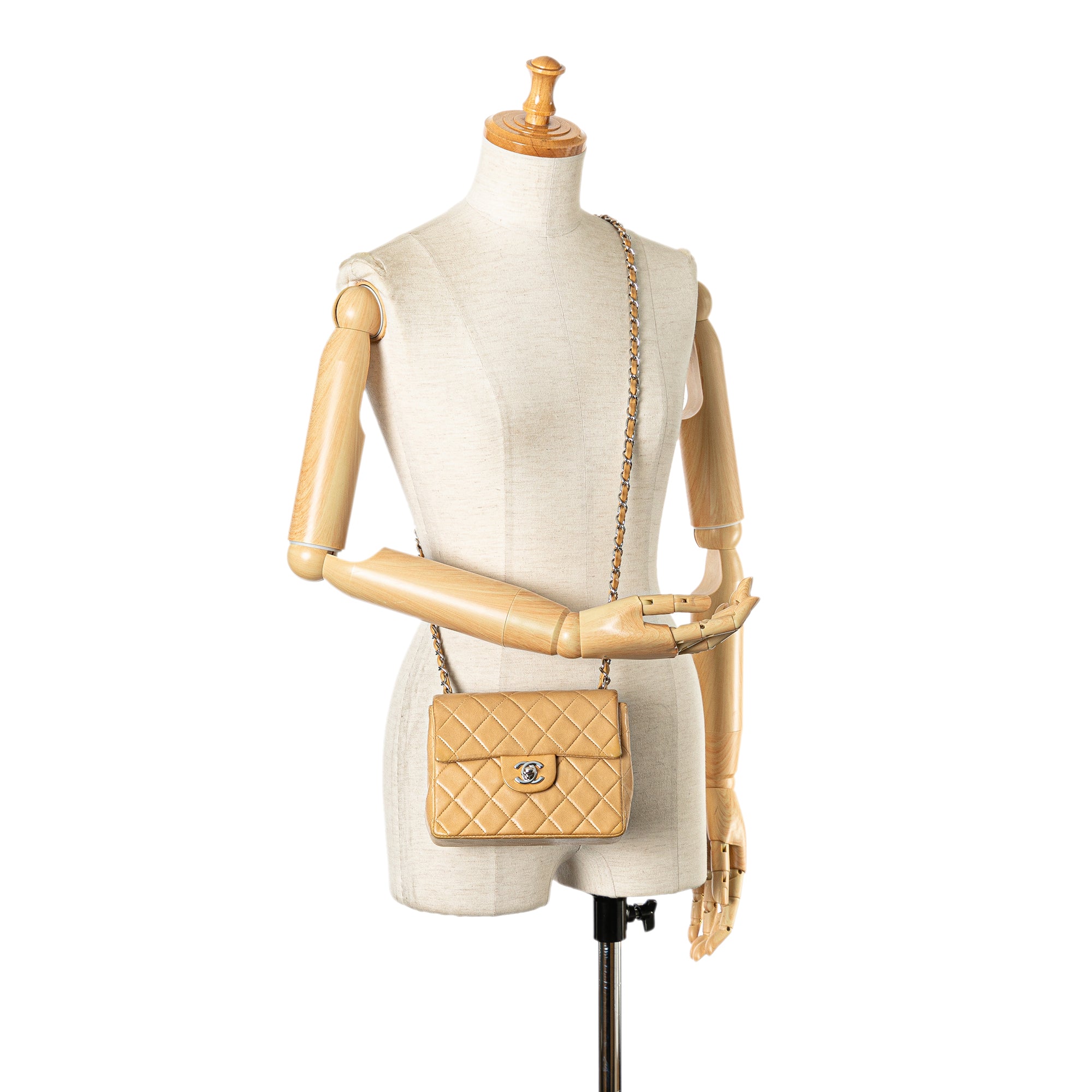 Chanel | Pre-Owned Mini Square Classic Lambskin Single Flap | Brown/Light Brown