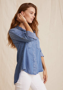 Split Back Button Down - Medium Ombre Wash