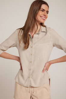 Shirt Tail Button Down | Soft Tan