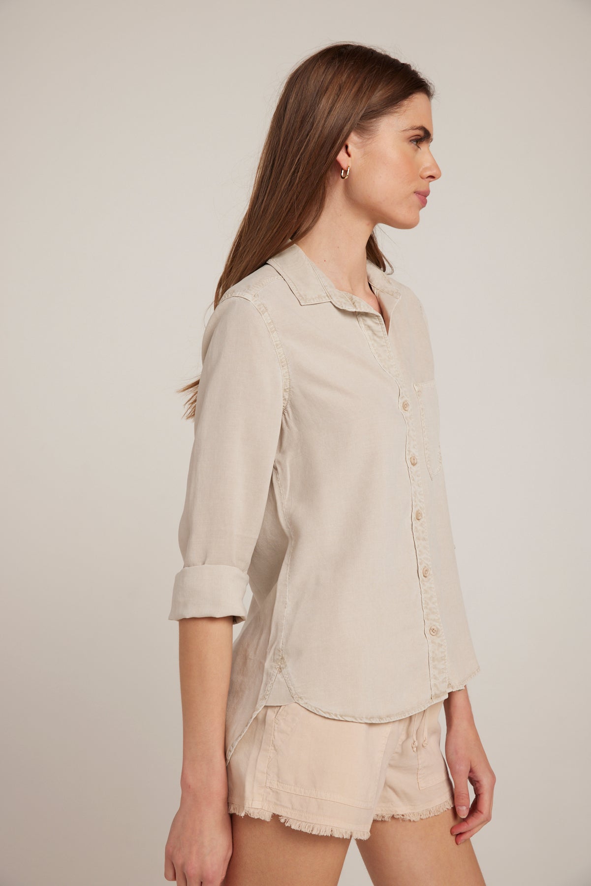 Shirt Tail Button Down | Soft Tan