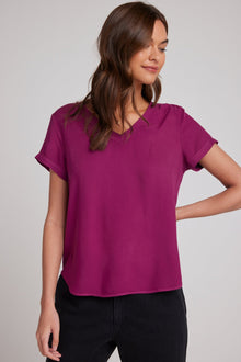 V-Neck Tee - Dark Magenta