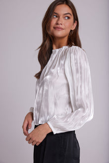 Elastic Shirred Top - White Shimmer