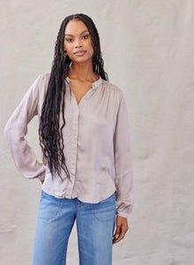 Smocked Button Down Shirt - Golden Oat