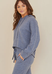 Cashmere Sweater Hoodie - Heather Stonewash Blue