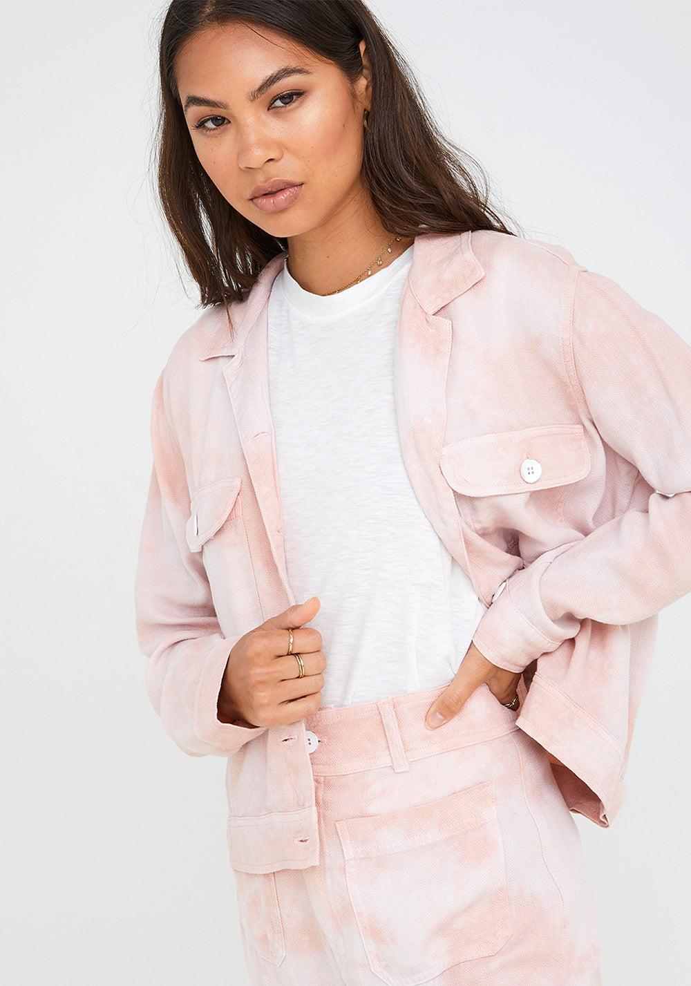 Utility Crop Jacket |  Dusty Rose Bomba Dye